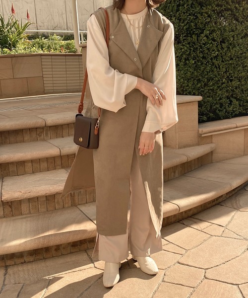 apresjour clair】サイドボタンロングジレ（ベスト）｜apres jour