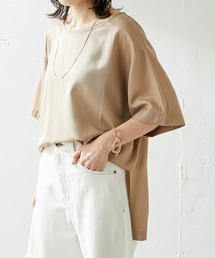 COLLAGE GALLARDAGALANTE | Ｔシャツなのにブラウス使いできる/オンオフ万能/サテンＴブラウス/手洗い可(Tシャツ/カットソー)