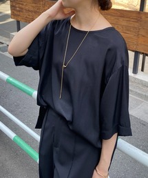 COLLAGE GALLARDAGALANTE | Ｔシャツなのにブラウス使いできる/オンオフ万能/サテンＴブラウス/手洗い可(Tシャツ/カットソー)