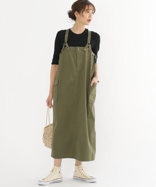 BEAMS HEART(ビームスハート)の「BEAMS HEART / カーゴ サス付 ワンピース(ワンピース・レディース・ネイビー/オリーブ/ベージュ・FREE)」の19枚目の写真