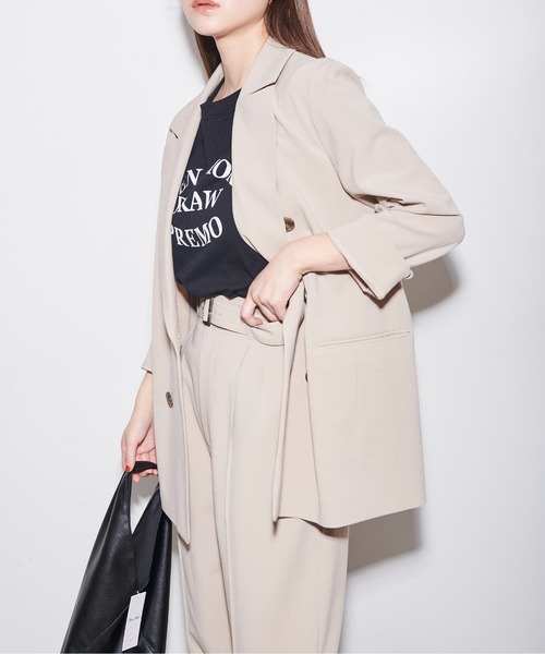 FREE'S MART（フリーズマート）の「◆麻調合繊ダブルブレストジャケット（テーラードジャケット・レディース・ホワイト/ベージュ/ブラウン/グリーン・SMALL/MEDIUM）」の6枚目の写真