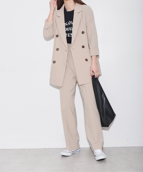 FREE'S MART（フリーズマート）の「◆麻調合繊ダブルブレストジャケット（テーラードジャケット・レディース・ホワイト/ベージュ/ブラウン/グリーン・SMALL/MEDIUM）」の7枚目の写真