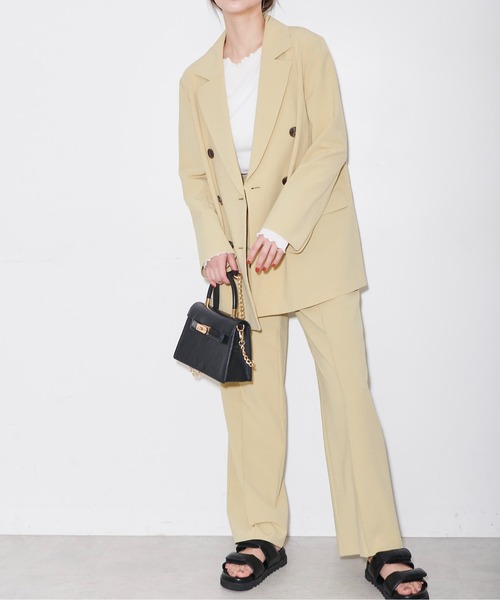 FREE'S MART（フリーズマート）の「◆麻調合繊ダブルブレストジャケット（テーラードジャケット・レディース・ホワイト/ベージュ/ブラウン/グリーン・SMALL/MEDIUM）」の12枚目の写真