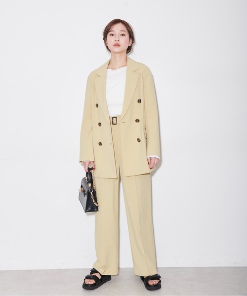 FREE'S MART（フリーズマート）の「◆麻調合繊ダブルブレストジャケット（テーラードジャケット・レディース・ホワイト/ベージュ/ブラウン/グリーン・SMALL/MEDIUM）」の13枚目の写真