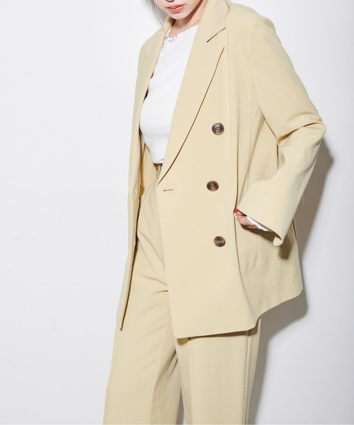 FREE'S MART（フリーズマート）の「◆麻調合繊ダブルブレストジャケット（テーラードジャケット・レディース・ホワイト/ベージュ/ブラウン/グリーン・SMALL/MEDIUM）」の11枚目の写真