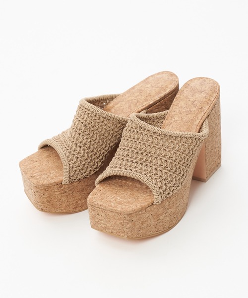 SPIRALGIRL（スパイラルガール）の「コルクウェッジメッシュサンダル（サンダル・レディース・ベージュ/ブラック/ブルー・LARGE/MEDIUM）」の7枚目の写真