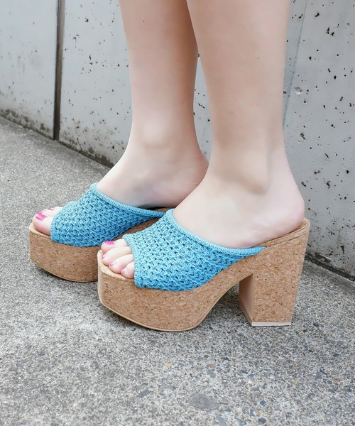 SPIRALGIRL（スパイラルガール）の「コルクウェッジメッシュサンダル（サンダル・レディース・ベージュ/ブラック/ブルー・LARGE/MEDIUM）」の12枚目の写真