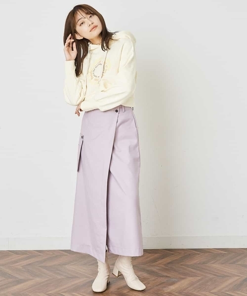 A de a.v.v（アードアー・ヴェ・ヴェ）の「［SET UP対応］ラップスカート（スカート・レディース・ブラック/ベージュ/ライトパープル・38/36）」の4枚目の写真