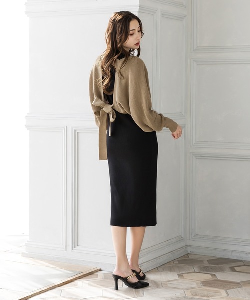 Julia Boutique（ジュリアブティック）の「バックリボンボレロカーディガン/22059（カーディガン/ボレロ・レディース・ブラック/ベージュ/アイボリー・ONE）」の9枚目の写真