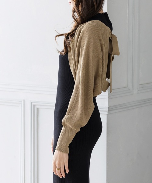 Julia Boutique（ジュリアブティック）の「バックリボンボレロカーディガン/22059（カーディガン/ボレロ・レディース・ブラック/ベージュ/アイボリー・ONE）」の11枚目の写真