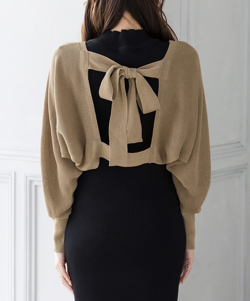 Julia Boutique（ジュリアブティック）の「バックリボンボレロカーディガン/22059（カーディガン/ボレロ・レディース・ブラック/ベージュ/アイボリー・ONE）」の12枚目の写真