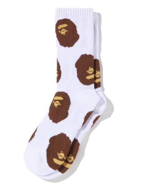 A BATHING APE(アベイシングエイプ)の「APE HEAD PATTERN SOCKS M(ソックス/靴下・メンズ・ホワイト/ブラック・SMALL/MEDIUM/LARGE)」の2枚目の写真