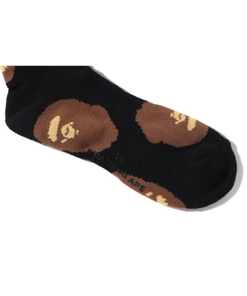 A BATHING APE(アベイシングエイプ)の「APE HEAD PATTERN SOCKS M(ソックス/靴下・メンズ・ホワイト/ブラック・SMALL/MEDIUM/LARGE)」の4枚目の写真