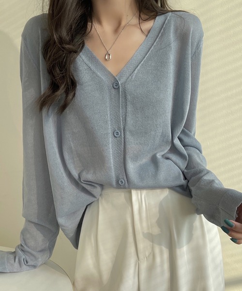 DAY CLOSET(デイ クローゼット)の「レディース シースルーカーディガン(カーディガン/ボレロ・レディース・ホワイト/パープル/グレー/ピンク/ダークパープル/マスタード/ブルー系その他/オレンジ/ブラック/グリーン・ONE SIZE)」の6枚目の写真