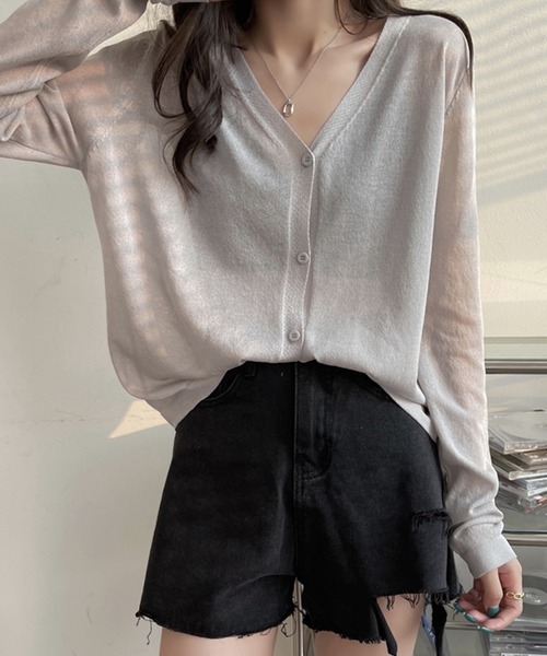 DAY CLOSET(デイ クローゼット)の「レディース シースルーカーディガン(カーディガン/ボレロ・レディース・ホワイト/パープル/グレー/ピンク/ダークパープル/マスタード/ブルー系その他/オレンジ/ブラック/グリーン・ONE SIZE)」の4枚目の写真