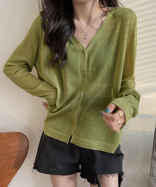 DAY CLOSET(デイ クローゼット)の「レディース シースルーカーディガン(カーディガン/ボレロ・レディース・ホワイト/パープル/グレー/ピンク/ダークパープル/マスタード/ブルー系その他/オレンジ/ブラック/グリーン・ONE SIZE)」の5枚目の写真