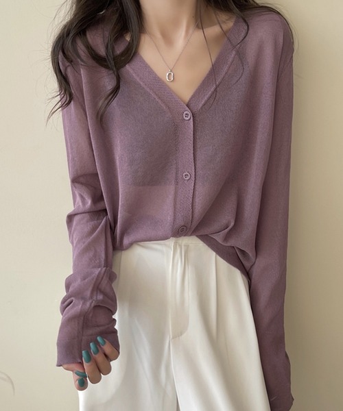 DAY CLOSET(デイ クローゼット)の「レディース シースルーカーディガン(カーディガン/ボレロ・レディース・ホワイト/パープル/グレー/ピンク/ダークパープル/マスタード/ブルー系その他/オレンジ/ブラック/グリーン・ONE SIZE)」の7枚目の写真