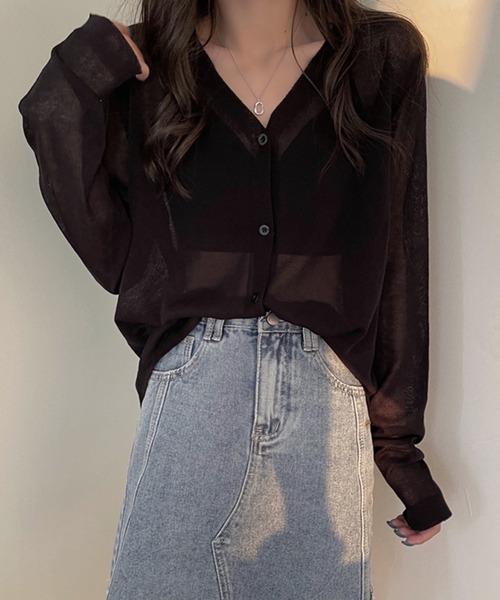 DAY CLOSET(デイ クローゼット)の「レディース シースルーカーディガン(カーディガン/ボレロ・レディース・ホワイト/パープル/グレー/ピンク/ダークパープル/マスタード/ブルー系その他/オレンジ/ブラック/グリーン・ONE SIZE)」の13枚目の写真