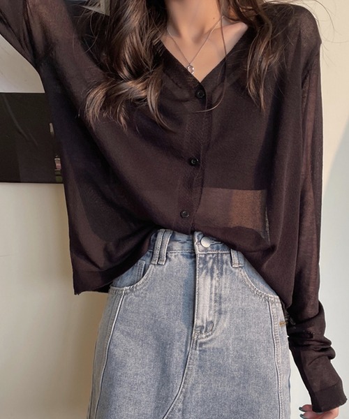 DAY CLOSET(デイ クローゼット)の「レディース シースルーカーディガン(カーディガン/ボレロ・レディース・ホワイト/パープル/グレー/ピンク/ダークパープル/マスタード/ブルー系その他/オレンジ/ブラック/グリーン・ONE SIZE)」の14枚目の写真