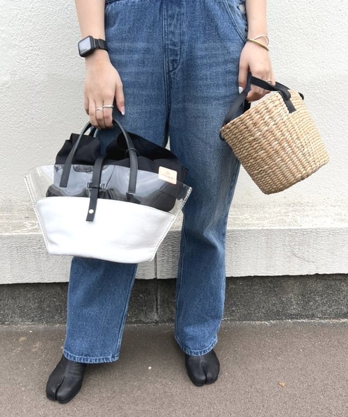 ikot（イコット）の「【ikot】PVCバンカンかごBAG（トートバッグ・レディース・ホワイト/ブラック・FREE）」の7枚目の写真