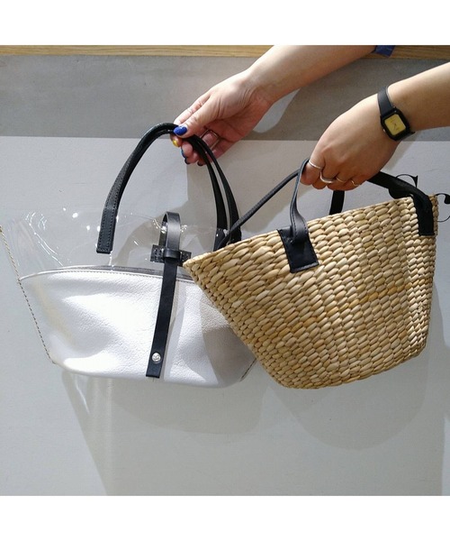 ikot（イコット）の「【ikot】PVCバンカンかごBAG（トートバッグ・レディース・ホワイト/ブラック・FREE）」の10枚目の写真