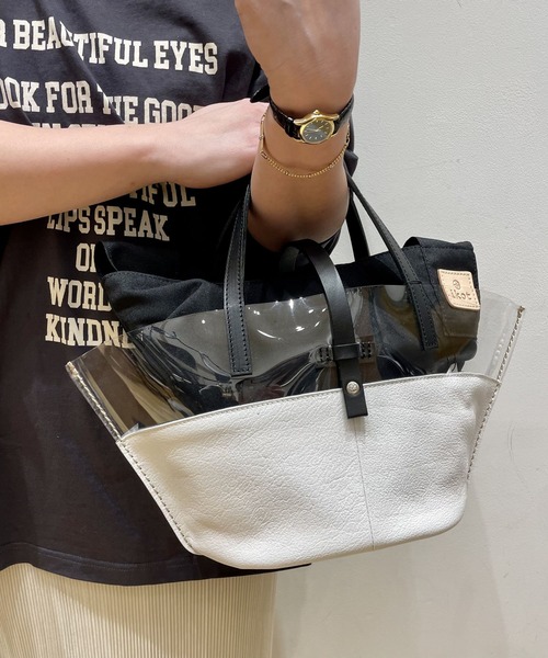 ikot（イコット）の「【ikot】PVCバンカンかごBAG（トートバッグ・レディース・ホワイト/ブラック・FREE）」の13枚目の写真