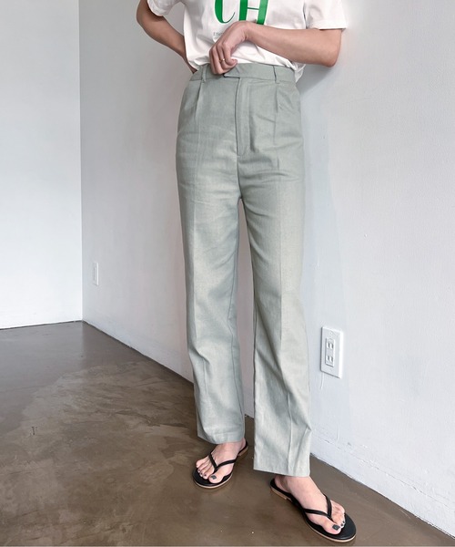 feepur(フェピュール)の「ストレートリネンパンツ(その他パンツ・レディース・ブラック/グレー/オリーブ/アイボリー・SMALL/MEDIUM)」の1枚目の写真
