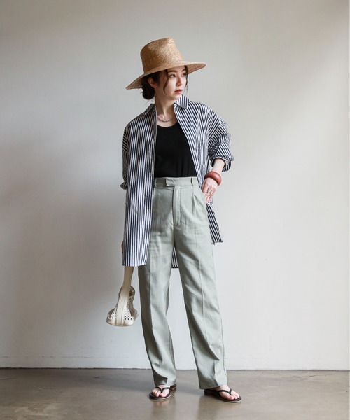 feepur(フェピュール)の「ストレートリネンパンツ(その他パンツ・レディース・ブラック/グレー/オリーブ/アイボリー・SMALL/MEDIUM)」の6枚目の写真