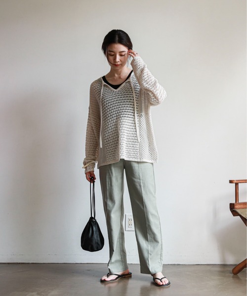 feepur(フェピュール)の「ストレートリネンパンツ(その他パンツ・レディース・ブラック/グレー/オリーブ/アイボリー・SMALL/MEDIUM)」の10枚目の写真