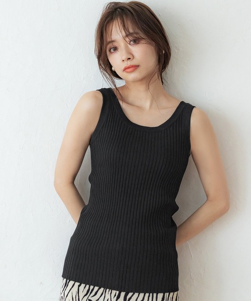 coca（coca）（コカ）の「前後２WAYニットタンクトップ（タンクトップ・レディース・ブラック/ブラウン/ラベンダー・ONE SIZE）」の2枚目の写真