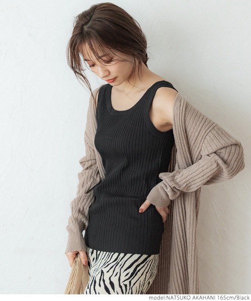 coca（coca）（コカ）の「前後２WAYニットタンクトップ（タンクトップ・レディース・ブラック/ブラウン/ラベンダー・ONE SIZE）」の15枚目の写真