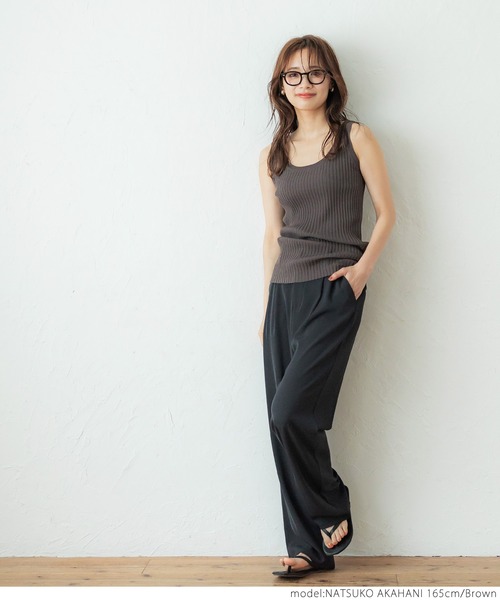 coca（coca）（コカ）の「前後２WAYニットタンクトップ（タンクトップ・レディース・ブラック/ブラウン/ラベンダー・ONE SIZE）」の12枚目の写真