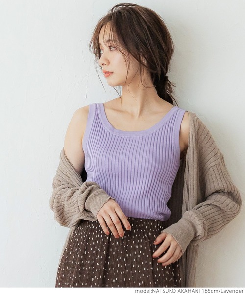 coca（coca）（コカ）の「前後２WAYニットタンクトップ（タンクトップ・レディース・ブラック/ブラウン/ラベンダー・ONE SIZE）」の7枚目の写真