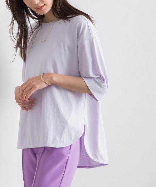 Pierrot(ピエロ)の「パフスリーブチュニックTシャツ(Tシャツ/カットソー・レディース・チャコール/オフホワイト/ブルー系その他/ブラック/グレイッシュベージュ/イエロー系その他/ネイビー/ミント/サンドベージュ/ライトピンク/イエロー系その他2/ブルー・L/M)」の9枚目の写真