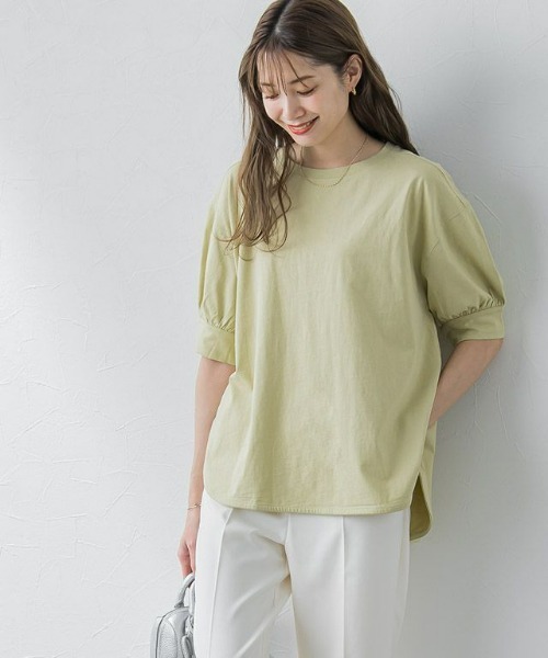 Pierrot(ピエロ)の「パフスリーブチュニックTシャツ(Tシャツ/カットソー・レディース・チャコール/オフホワイト/ブルー系その他/ブラック/グレイッシュベージュ/イエロー系その他/ネイビー/ミント/サンドベージュ/ライトピンク/イエロー系その他2/ブルー・L/M)」の10枚目の写真