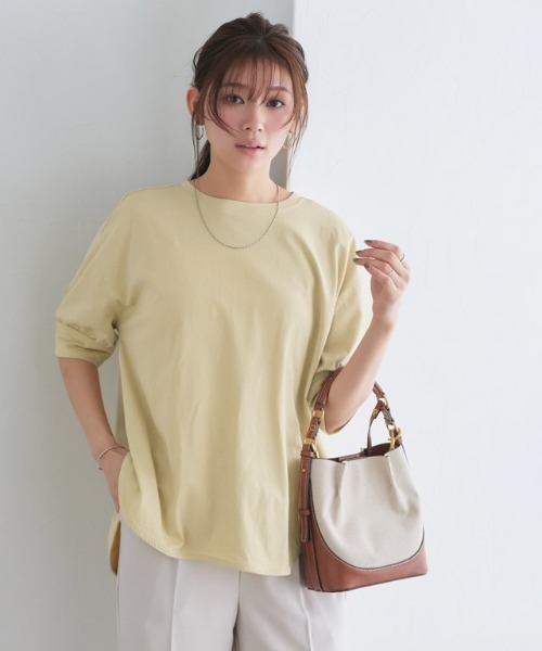 Pierrot(ピエロ)の「パフスリーブチュニックTシャツ(Tシャツ/カットソー・レディース・チャコール/オフホワイト/ブルー系その他/ブラック/グレイッシュベージュ/イエロー系その他/ネイビー/ミント/サンドベージュ/ライトピンク/イエロー系その他2/ブルー・L/M)」の18枚目の写真