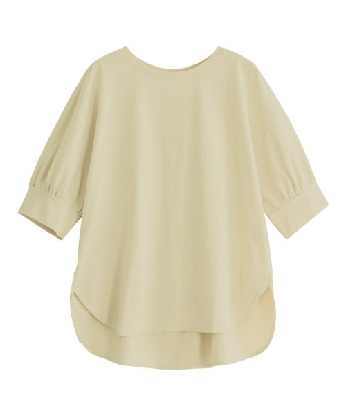 Pierrot(ピエロ)の「パフスリーブチュニックTシャツ(Tシャツ/カットソー・レディース・チャコール/オフホワイト/ブルー系その他/ブラック/グレイッシュベージュ/イエロー系その他/ネイビー/ミント/サンドベージュ/ライトピンク/イエロー系その他2/ブルー・L/M)」の21枚目の写真