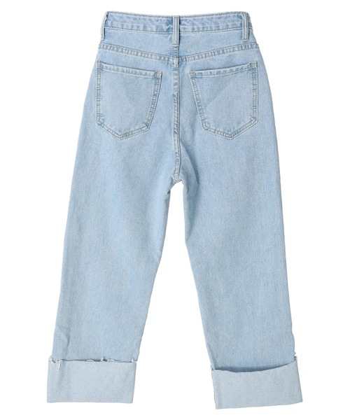 DURAS(デュラス)の「折り返しデニムストレートパンツ(デニムパンツ・レディース・ライトインディゴブルー・SMALL/MEDIUM)」の14枚目の写真