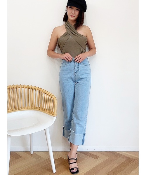 DURAS(デュラス)の「折り返しデニムストレートパンツ(デニムパンツ・レディース・ライトインディゴブルー・SMALL/MEDIUM)」の19枚目の写真