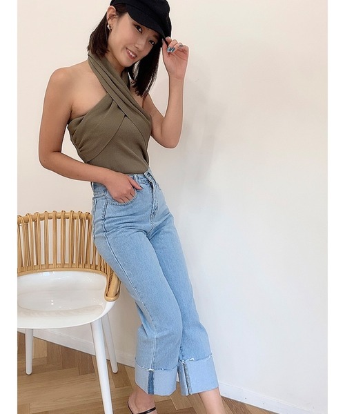 DURAS(デュラス)の「折り返しデニムストレートパンツ(デニムパンツ・レディース・ライトインディゴブルー・SMALL/MEDIUM)」の17枚目の写真