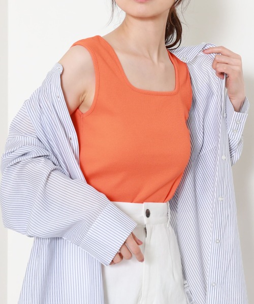 archives（アルシーヴ）の「スクエアタンクトップ（タンクトップ・レディース・ブラック/オフホワイト/オレンジ/グリーン/テラコッタ・MEDIUM）」の6枚目の写真