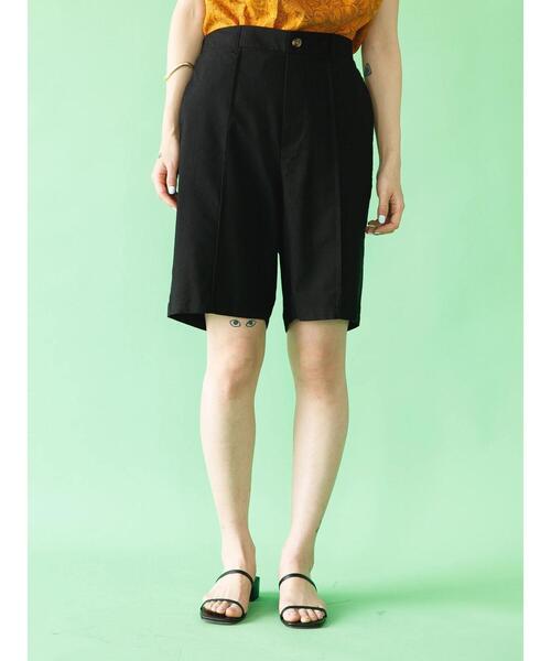 koe(コエ)の「綿麻ピンタックバミューダパンツ*(その他パンツ・レディース・モカ/オフホワイト/ブラック・M)」の6枚目の写真