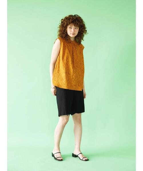 koe(コエ)の「綿麻ピンタックバミューダパンツ*(その他パンツ・レディース・モカ/オフホワイト/ブラック・M)」の16枚目の写真