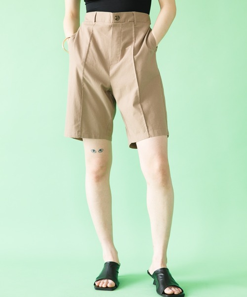 koe(コエ)の「綿麻ピンタックバミューダパンツ*(その他パンツ・レディース・モカ/オフホワイト/ブラック・M)」の3枚目の写真