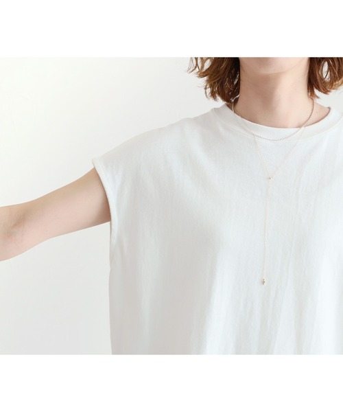 reca（レカ）の「ヘビー天竺ビックシルエットフレンチスリーブトップス（Tシャツ/カットソー・レディース・ブラック/オフホワイト/グレイッシュベージュ/チャコールグレー/イエロー/レッド系/ダークグリーン/ブルーグレー・FREE）」の18枚目の写真