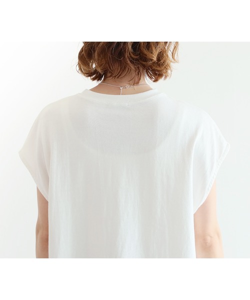 reca（レカ）の「ヘビー天竺ビックシルエットフレンチスリーブトップス（Tシャツ/カットソー・レディース・ブラック/オフホワイト/グレイッシュベージュ/チャコールグレー/イエロー/レッド系/ダークグリーン/ブルーグレー・FREE）」の20枚目の写真