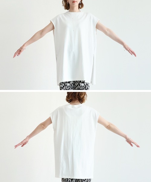 reca（レカ）の「ヘビー天竺ビックシルエットフレンチスリーブトップス（Tシャツ/カットソー・レディース・ブラック/オフホワイト/グレイッシュベージュ/チャコールグレー/イエロー/レッド系/ダークグリーン/ブルーグレー・FREE）」の12枚目の写真