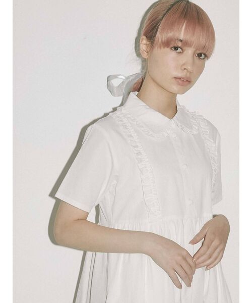 merry jenny（メリージェニー）の「フリルテイアードシャツワンピース（ワンピース・レディース・ブラック/オフホワイト/ブルー・FREE）」の17枚目の写真