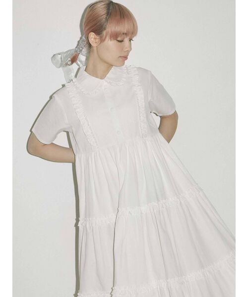 merry jenny（メリージェニー）の「フリルテイアードシャツワンピース（ワンピース・レディース・ブラック/オフホワイト/ブルー・FREE）」の11枚目の写真