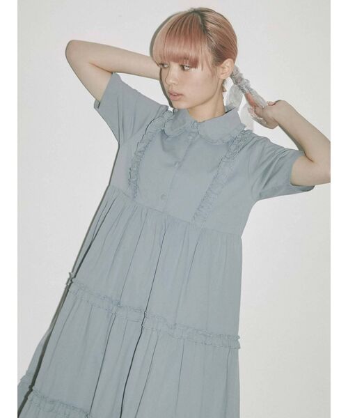 merry jenny（メリージェニー）の「フリルテイアードシャツワンピース（ワンピース・レディース・ブラック/オフホワイト/ブルー・FREE）」の18枚目の写真